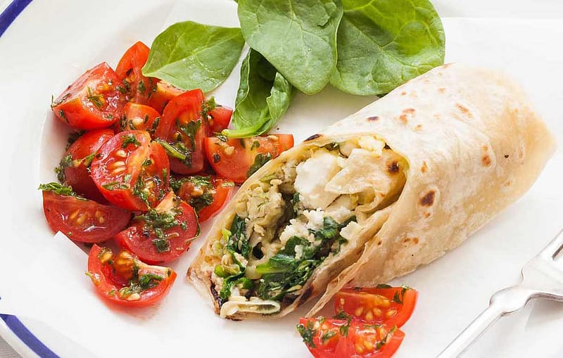 Spinach and Feta Breakfast Wrap