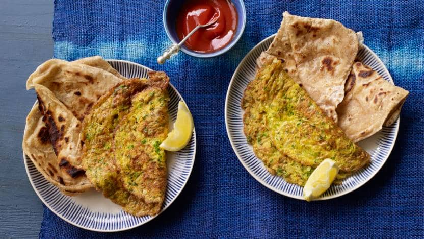 Masala Omelette Paratha with Green Chutney